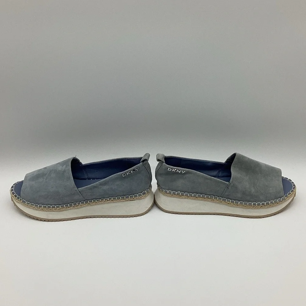 988. DKNY Orza Baby Blue Suede Wedge Sandals NWT Size 9